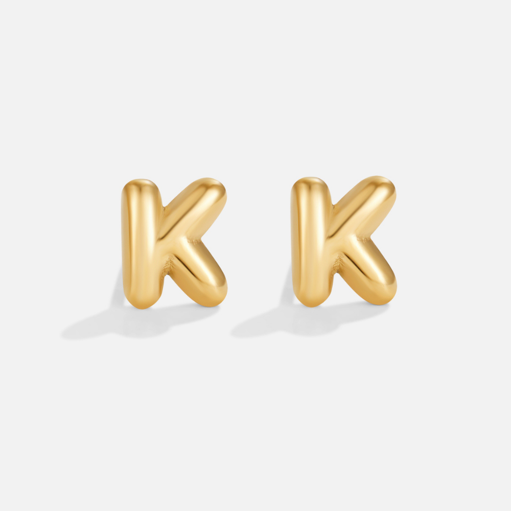 Gold Bubble Letter Earrings
