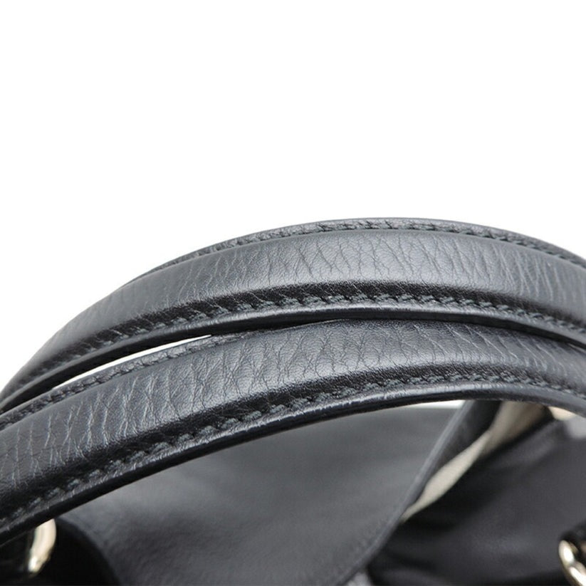 Gucci Interlocking Tassel Bag Women's Tote Leather Black