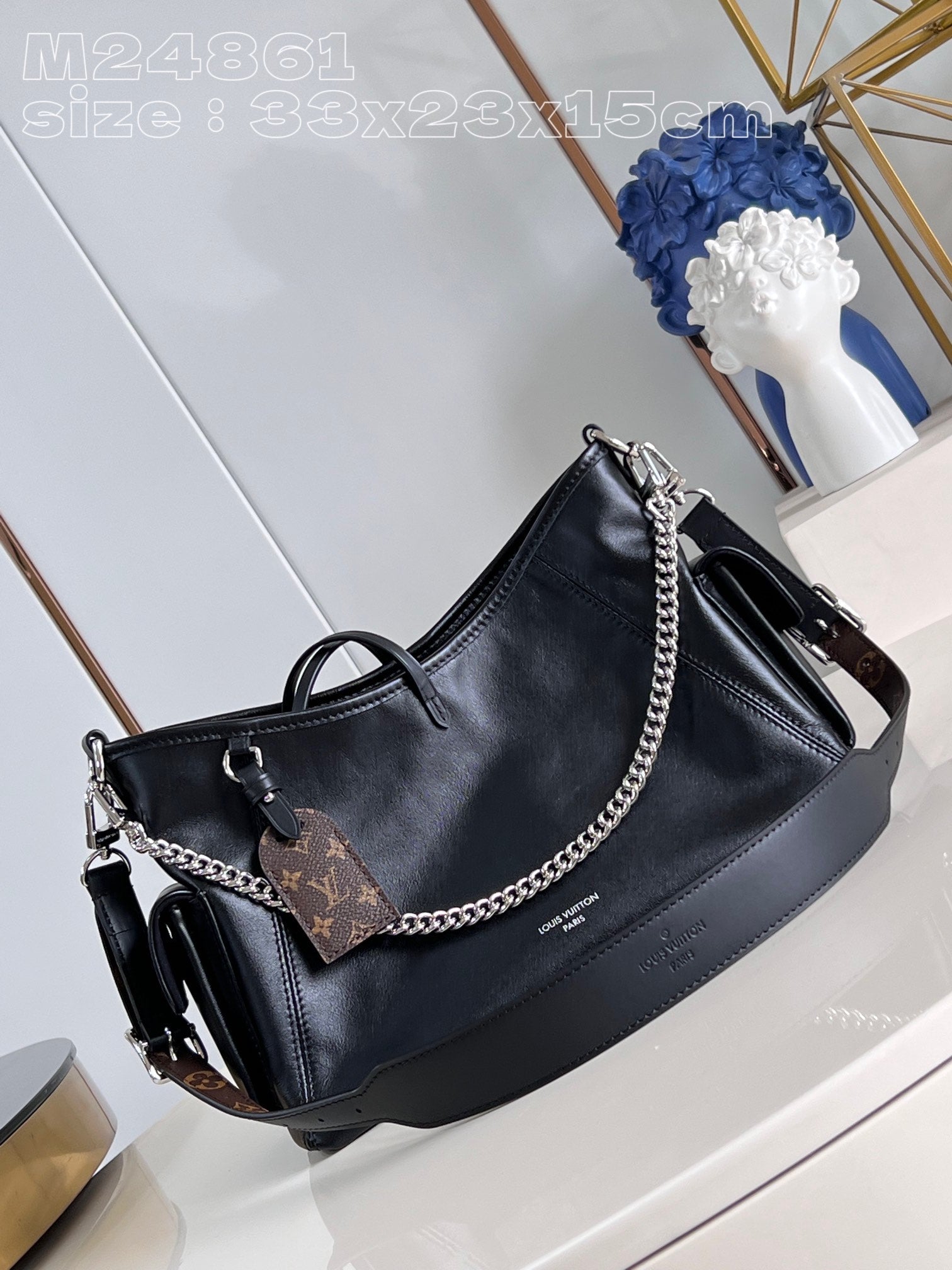 Louis Vuitton CarryAll Tote Bag Black M24861, 33.5 x 23 x 15CM