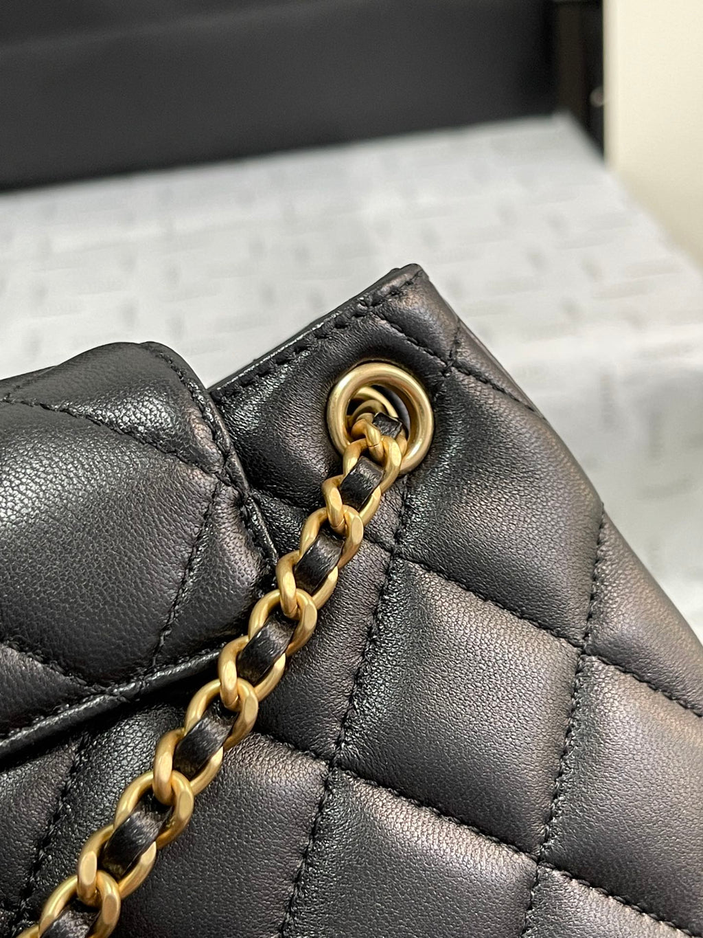 Chanel 24C Vintage Logo Small Quilted Lambskin Shoulder Bag AS4609 Black