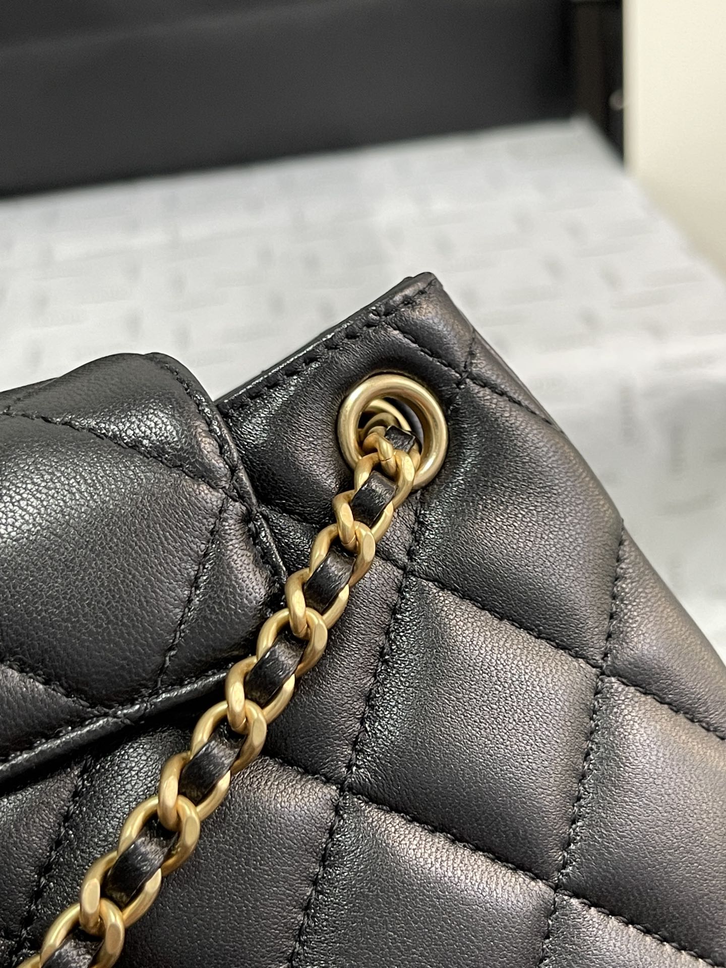 Chanel 24C Vintage Logo Small Quilted Lambskin Shoulder Bag AS4609 Black