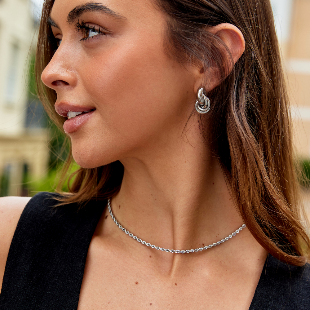 Sofia Twisted Silver Hoop Earrings