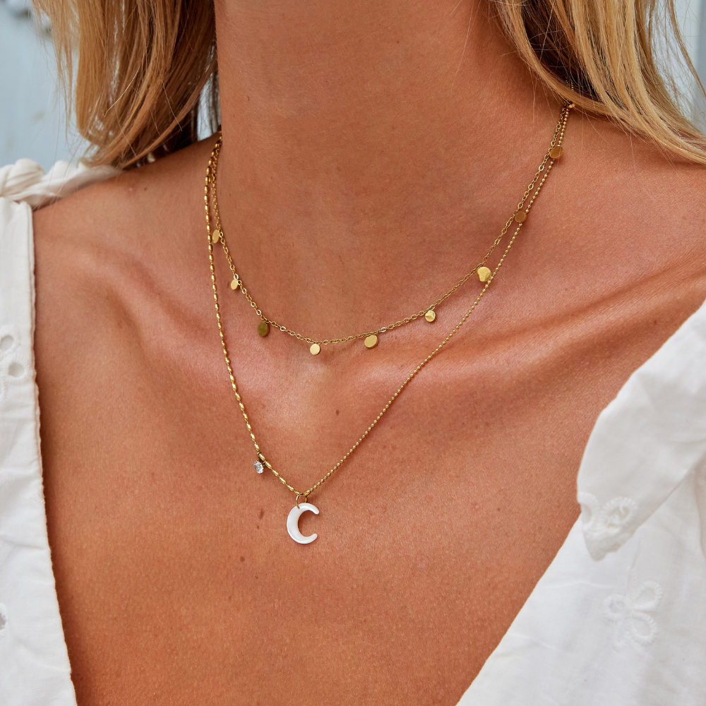White Crescent Moon Necklace