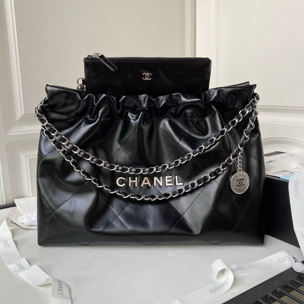 Chanel 22 bag 30×45×8cm BLACK AS4486
