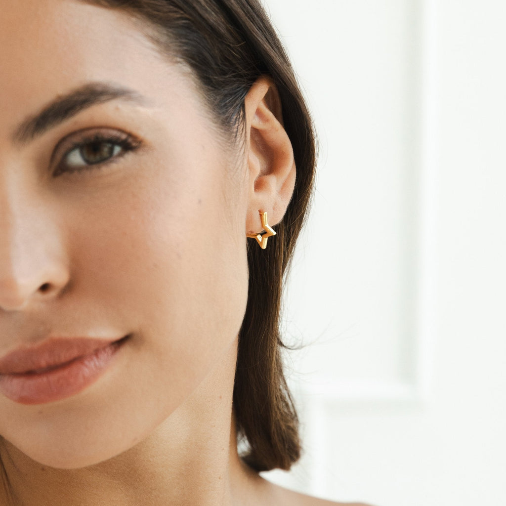 Gold Star Hoop Earrings