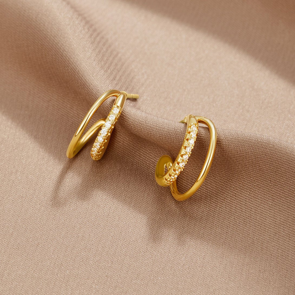 Leyla Crystal Double Hoop Earrings