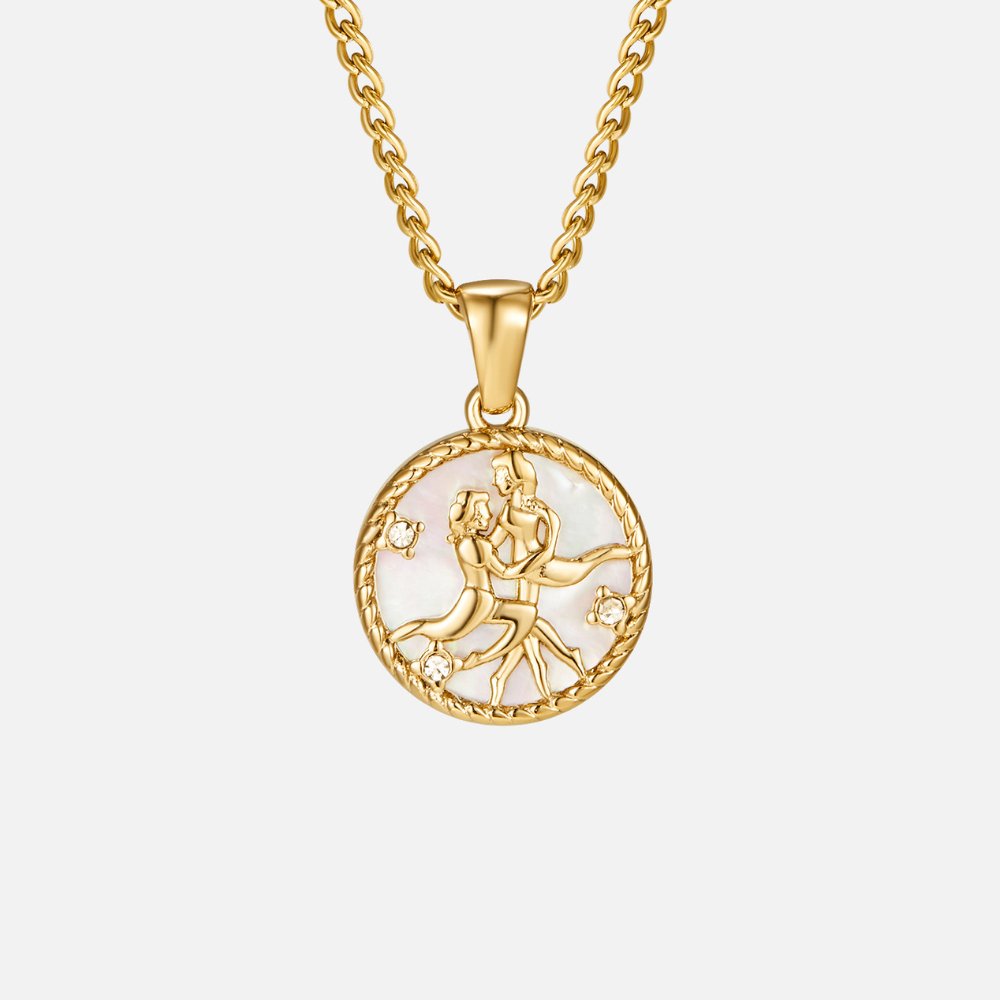 White Shell Zodiac Coin Necklace