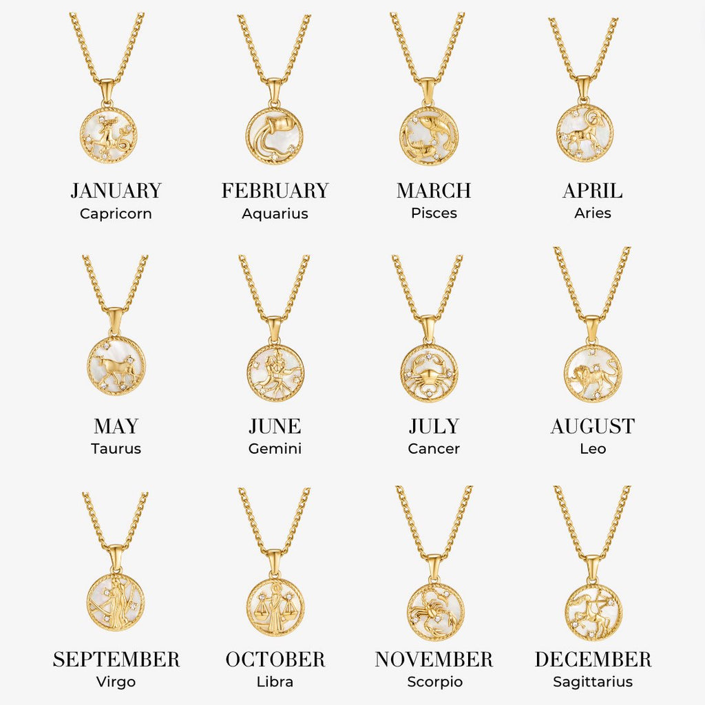 White Shell Zodiac Coin Necklace